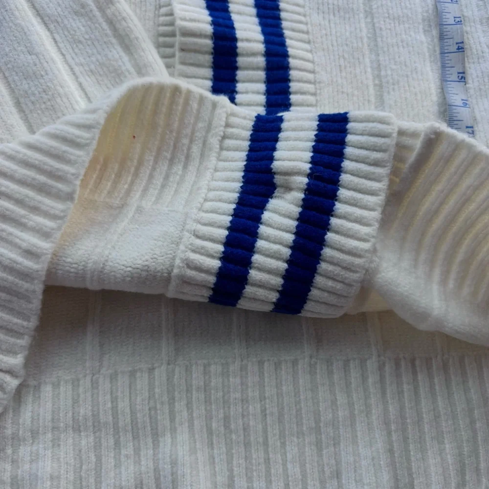 PINK VS Varsity Cardigan XL Cream Blue Stripe Preppy Cozy NWT - Picture 4 of 9